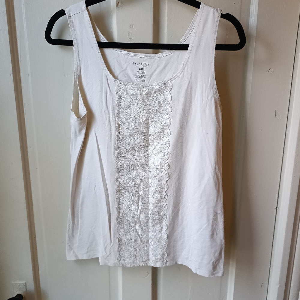 Van Heusen Ivory Tank Top with Elegant Lace